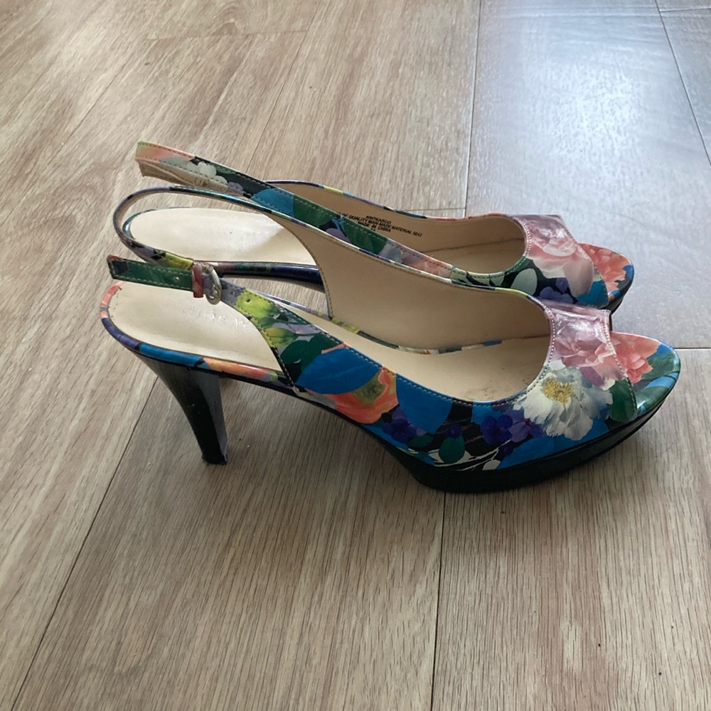 Nine West Floral Slingback Heels